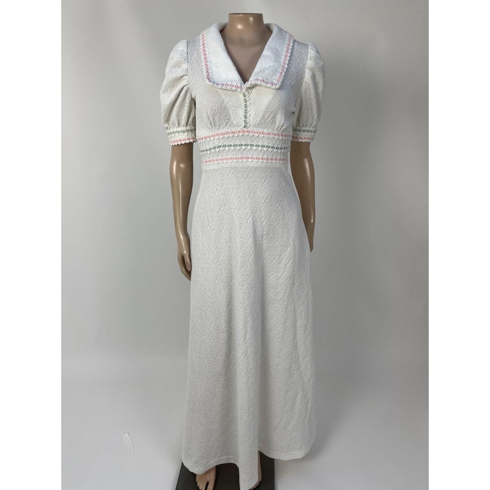 Vintage 70's Unbranded Women's Dress Party Formal maxi Polyester knit Wedding Q2